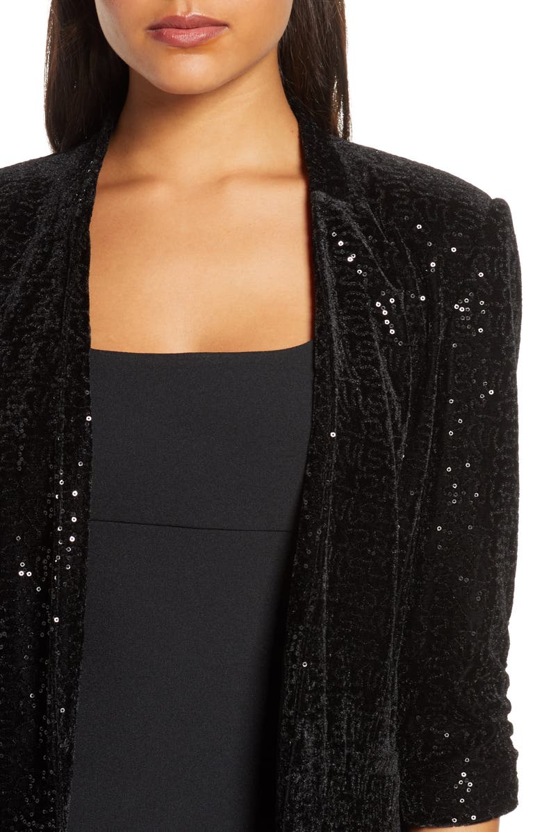 Eliza J Sequin Ruched Sleeve Blazer, Alternate, color, 