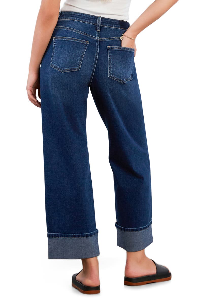 High Waist Cuff Wide Leg Jeans, Alternate, color, DEEP BLUE