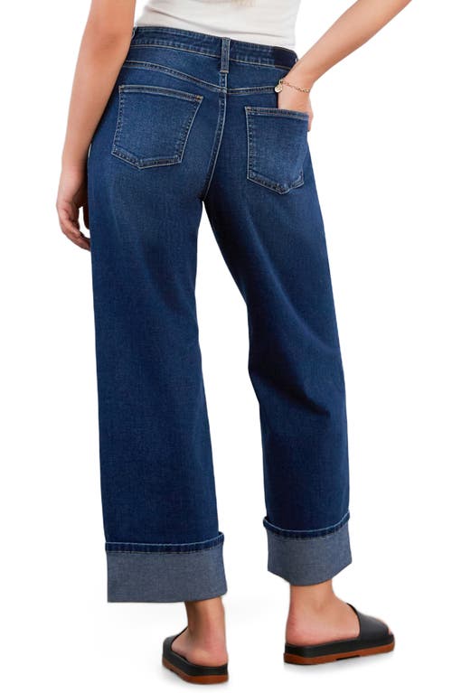 Hint Of Blu High Waist Cuff Wide Leg Jeans In Black