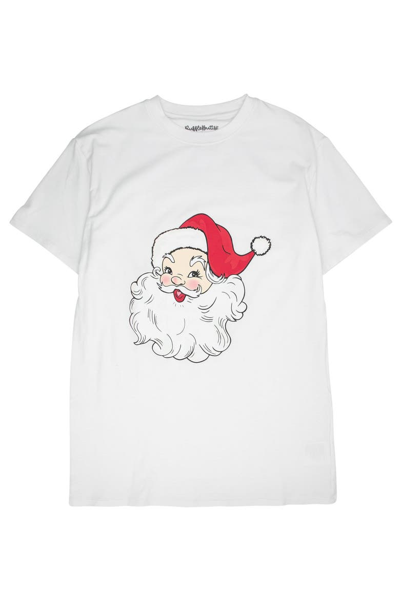 Gender Inclusive Adult Holiday Short Sleeve Graphic Tee, Main, color, Santa White