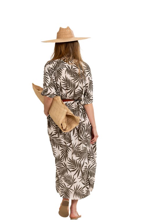 Beach Life By Gottex Resort Swim Cover Up Kaftan Full Btn In Multi/grn