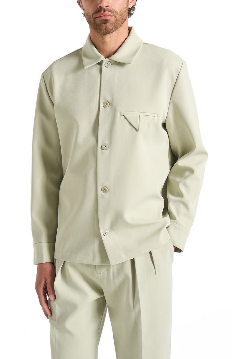 Leo Hatched Tailored Overshirt, Alternate, color, Sage