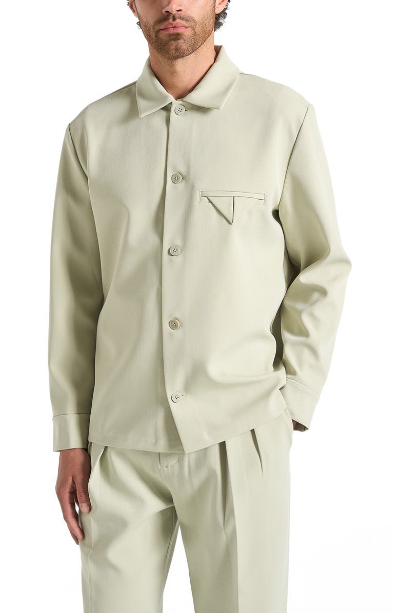 Manière De Voir Leo Hatched Tailored Overshirt, Alternate, color, Sage