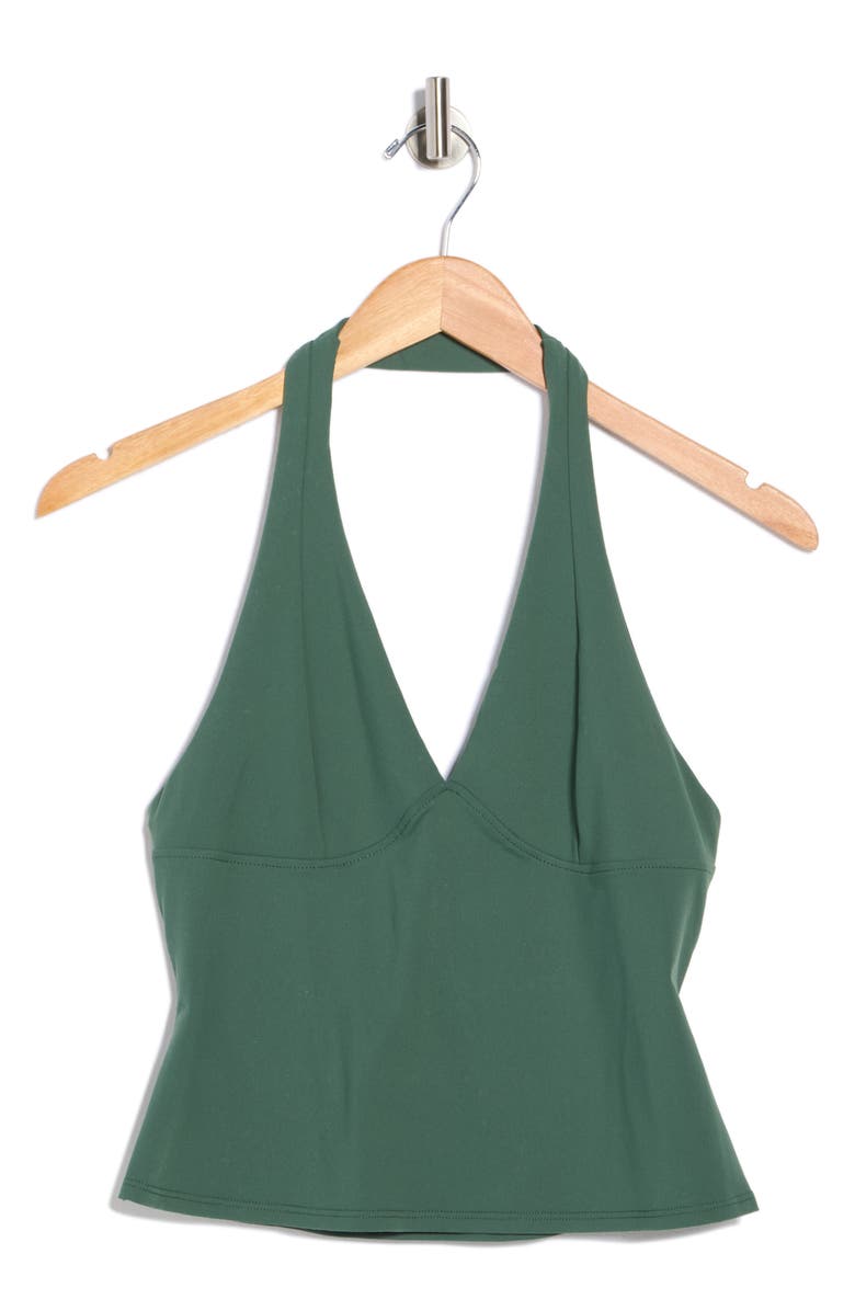Free People Still Here Ruched Halter Top, Alternate, color, Pineneedle