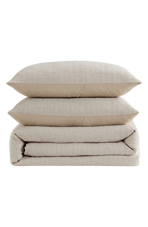 Stitched Gauze Yarn Dye Jacquard Comforter & Sham Set