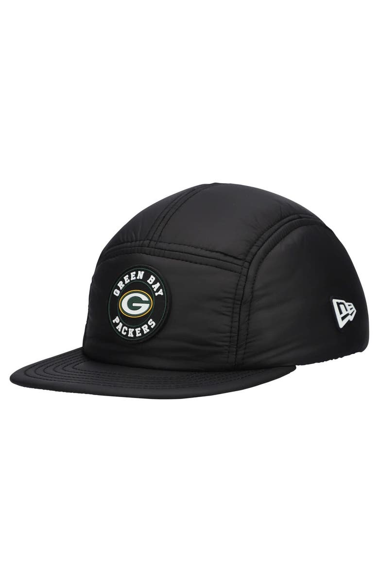 New Era Men's New Era  Black Green Bay Packers Quilted Camper Adjustable Hat, Main, color, Black
