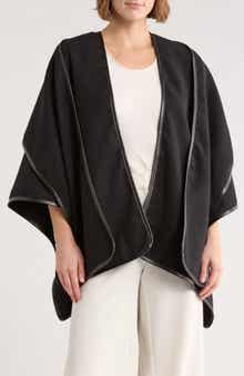 NORDSTROM RACK Faux Leather Trim Cape