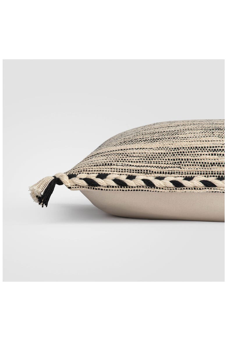 Black & White Braided Accent Pillow, Alternate, color, BLACK WHITE