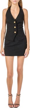 Endless Rose Novelty Button Cotton Blend Halter Neck Vest