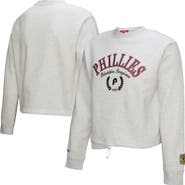 Mitchell & Ness Women's Mitchell & Ness Heather Gray Philadelphia Phillies Cropped Toggle Pullover Sweatshirt
