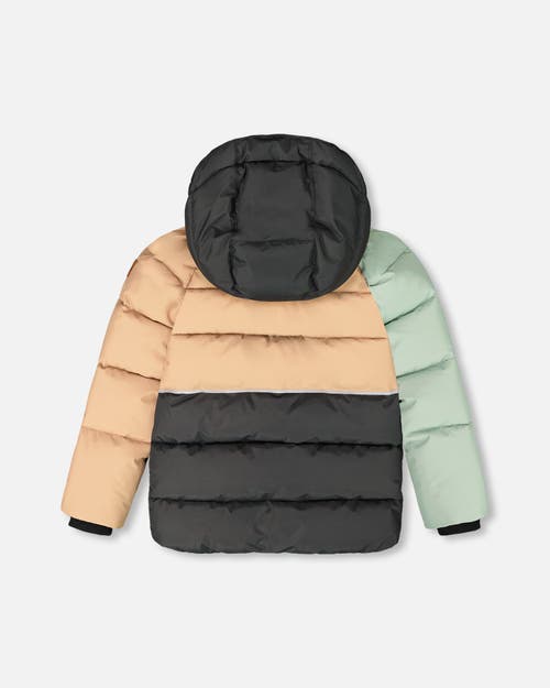 Deux Par Deux Boy Colorblocked Puffy Winter Coat In Black