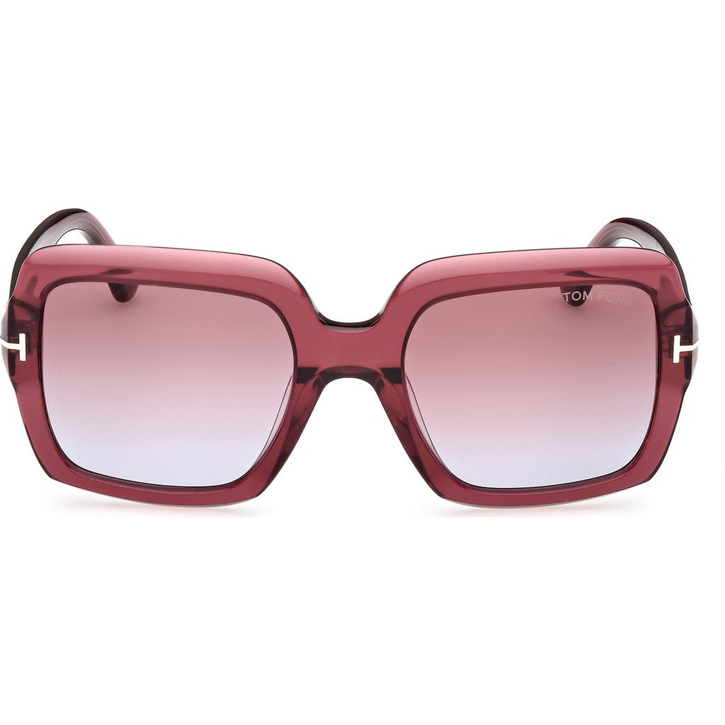 Tom Ford Kaya Beveled Acetate Square Sunglasses In Pink