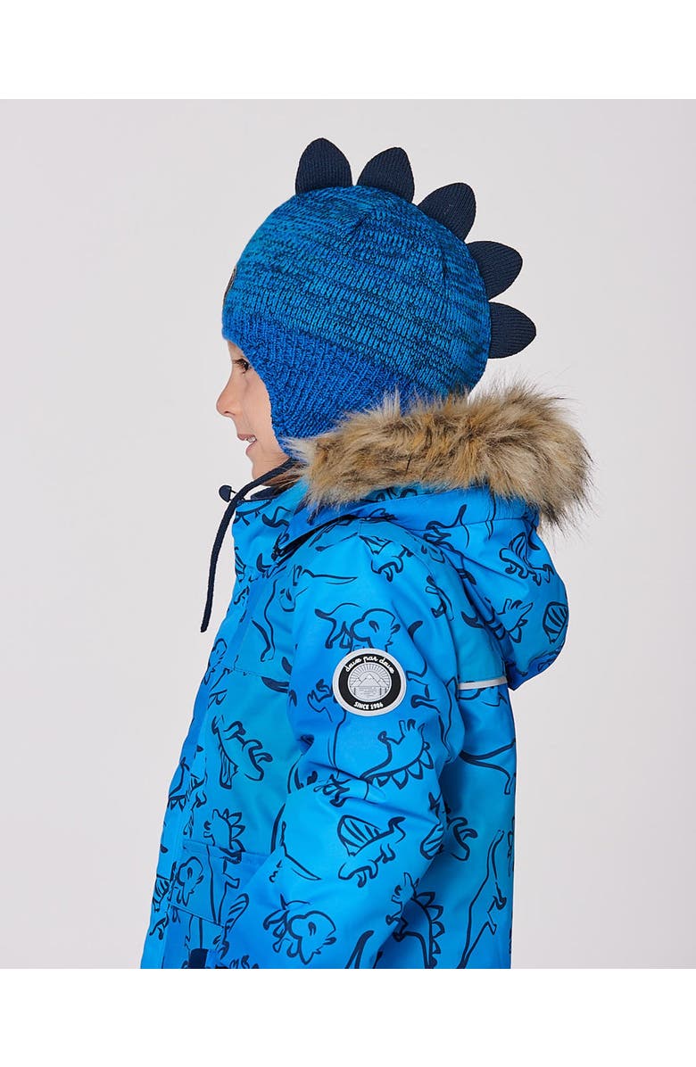 Deux par Deux Lined Dino Peruvian Knit Winter Hat with Pompom, Alternate, color, Blue