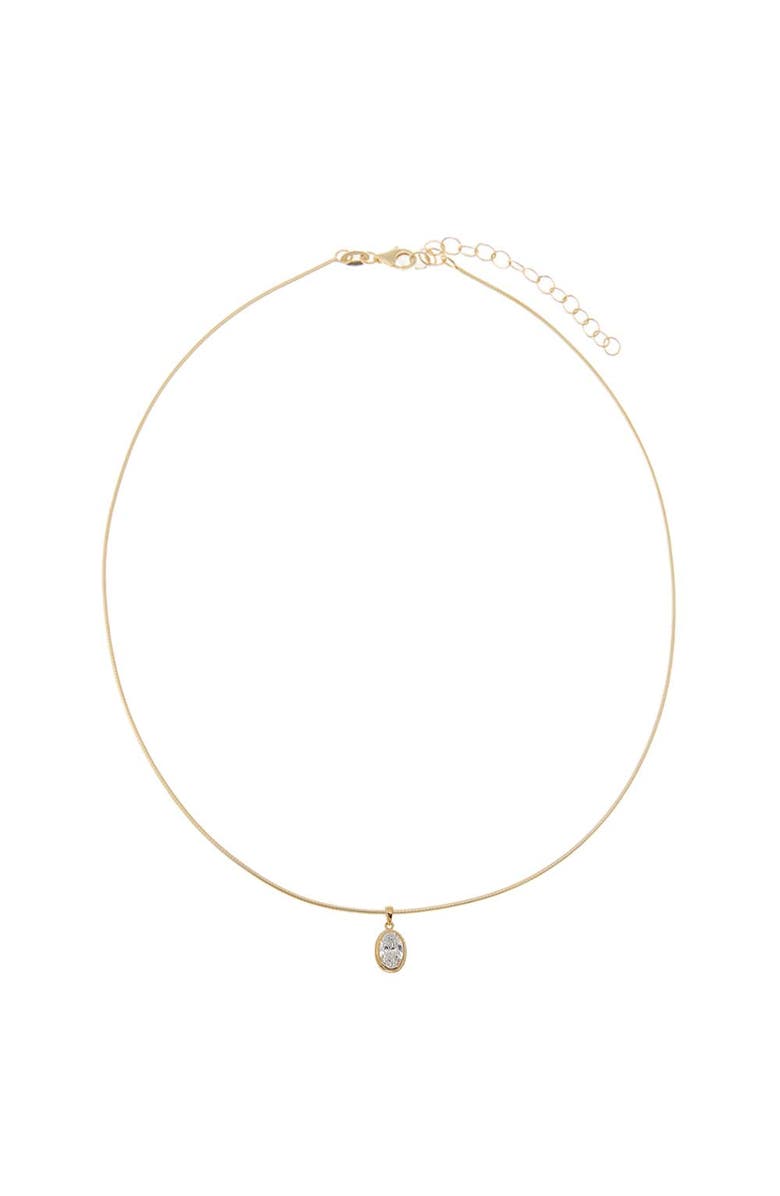 BY ADINA EDEN Lab Grown Diamond Oval Bezel Omega Chain Necklace 14K, Main, color, 14K Gold - 3 Carat / 16 Carat
