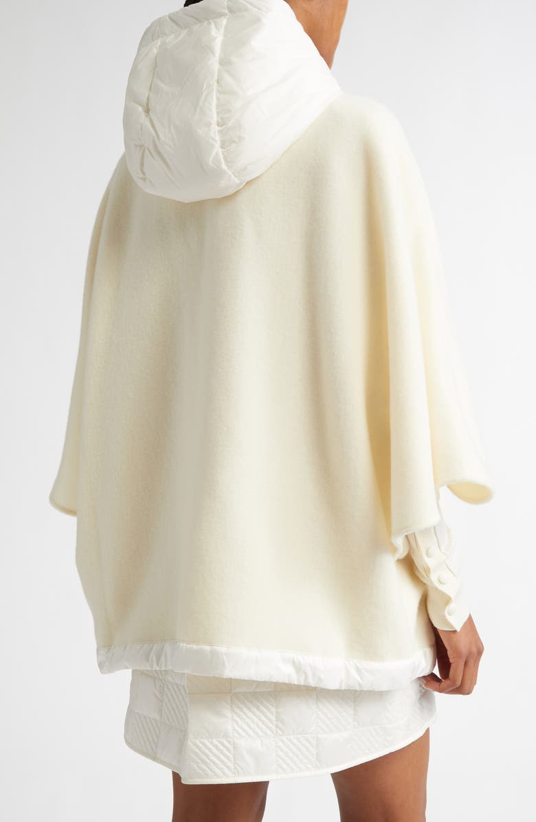 Moncler Classic Hooded Virgin Wool & Cashmere Cape, Alternate, color, Pastel Yellow