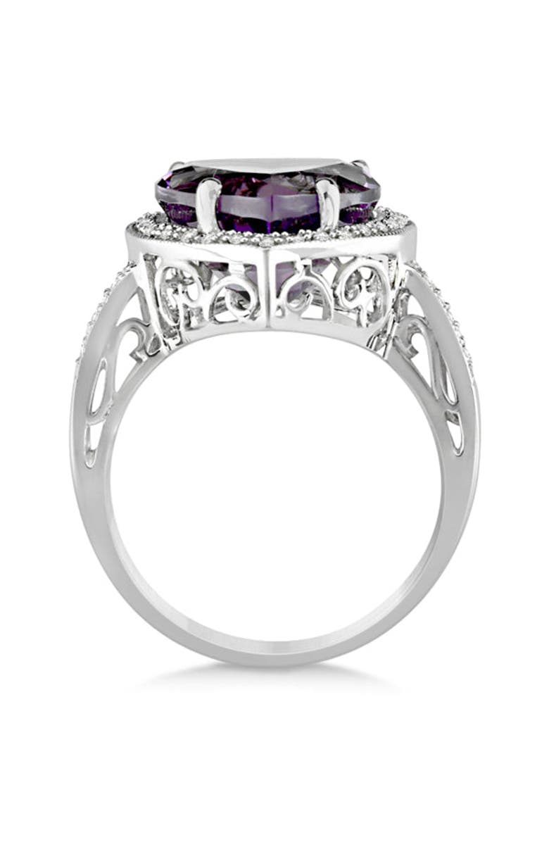 ALLUREZ Heart Shaped Amethyst & Diamond Ring Halo 14K, Alternate, color, 5.41Ct/White Gold