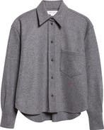 Victoria Beckham Long Sleeve Wool & Cashmere Crop Button-Up Shirt