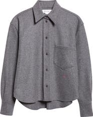 Victoria Beckham Long Sleeve Wool & Cashmere Crop Button-Up Shirt