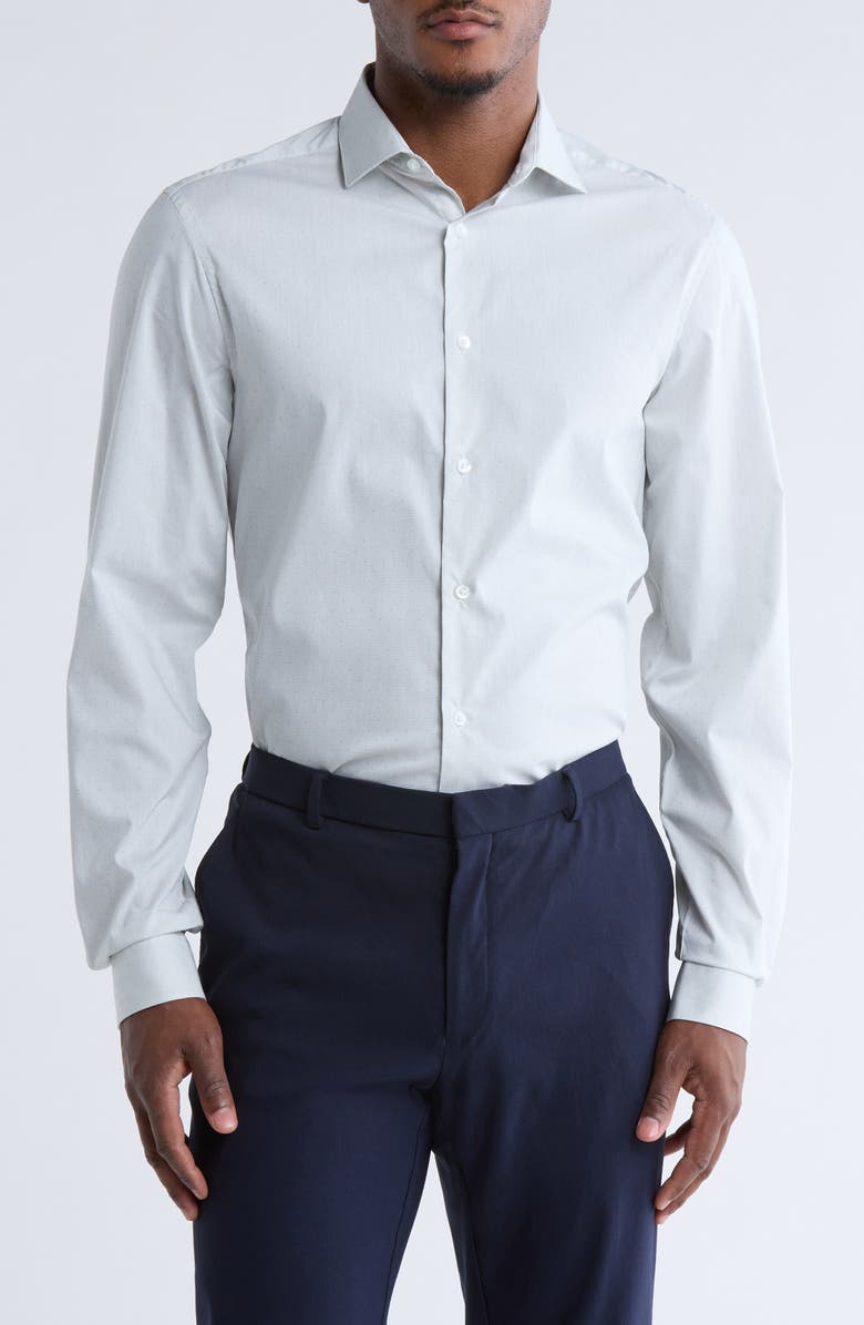 Calvin Klein Slim Fit Stretch Cotton Dress Shirt, Main, color, Green