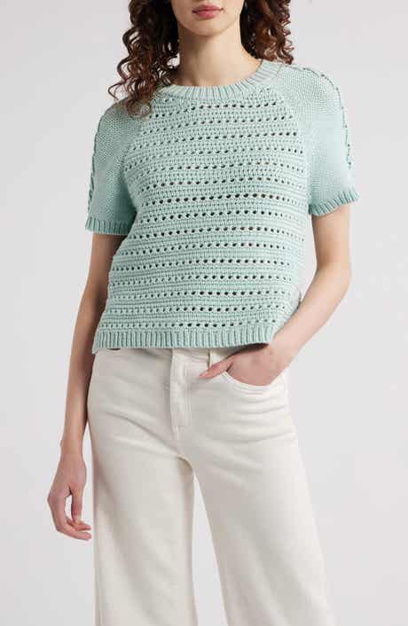 Treasure & Bond Pointelle Raglan Sleeve Sweater