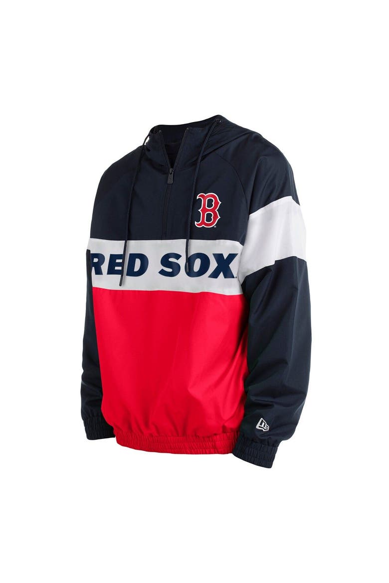 Men's New Era Red Boston Red Sox Raglan Quarter-Zip Hoodie, Alternate, color, Red