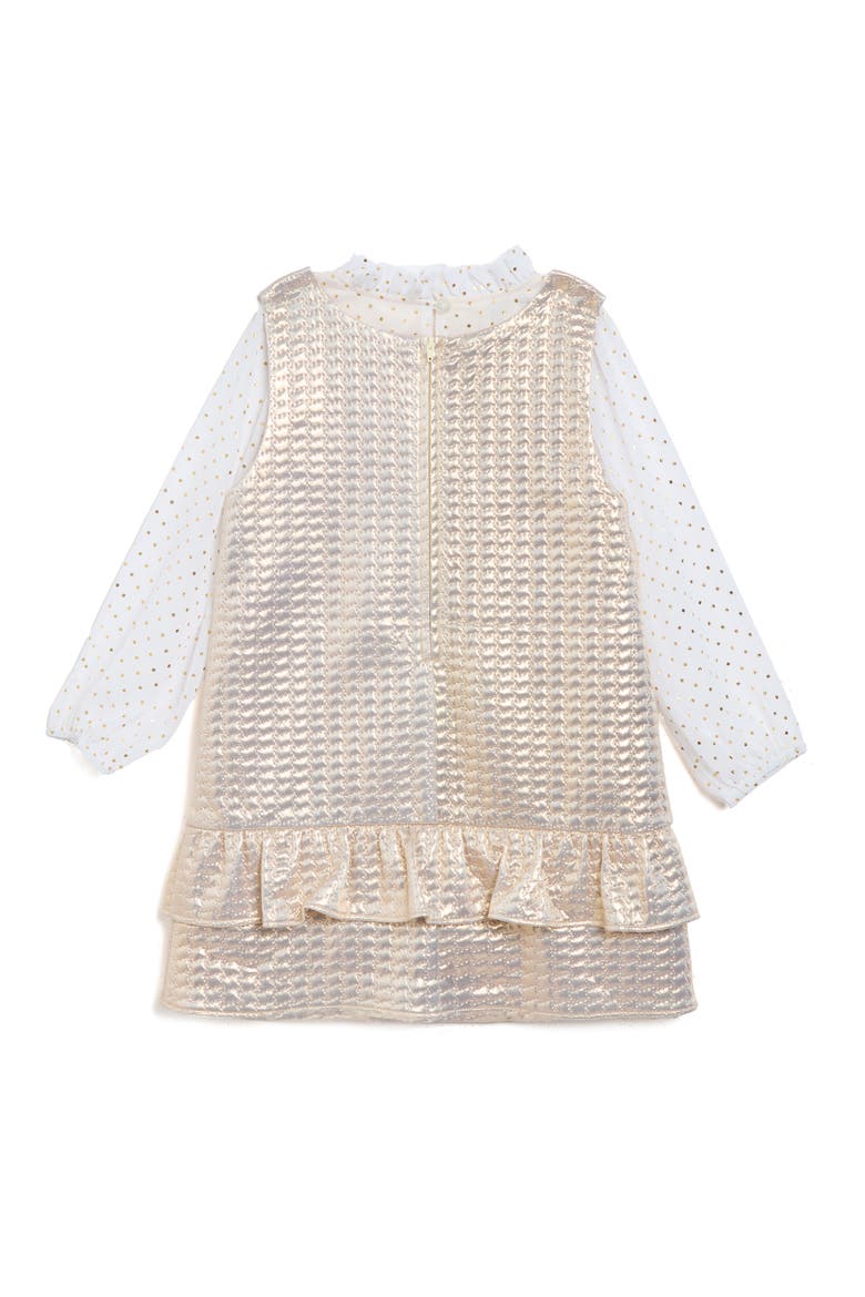 Blair Long Sleeve Top & Brocade Dress, Alternate, color, GOLD