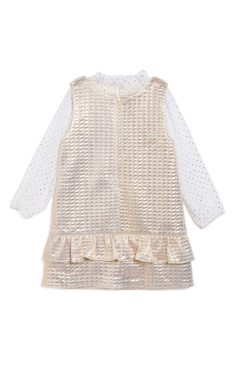 Pippa & Julie Blair Long Sleeve Top & Brocade Dress, Alternate, color, Gold