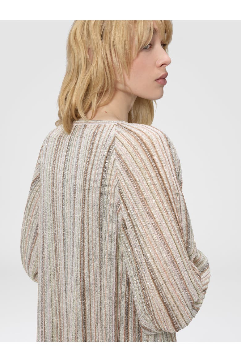 Long Ribbed Cardigan With Belt And Sequins, Alternate, color, Pink