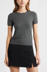 Open Edit Fitted Short Sleeve Sweater