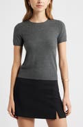 Open Edit Fitted Short Sleeve Sweater
