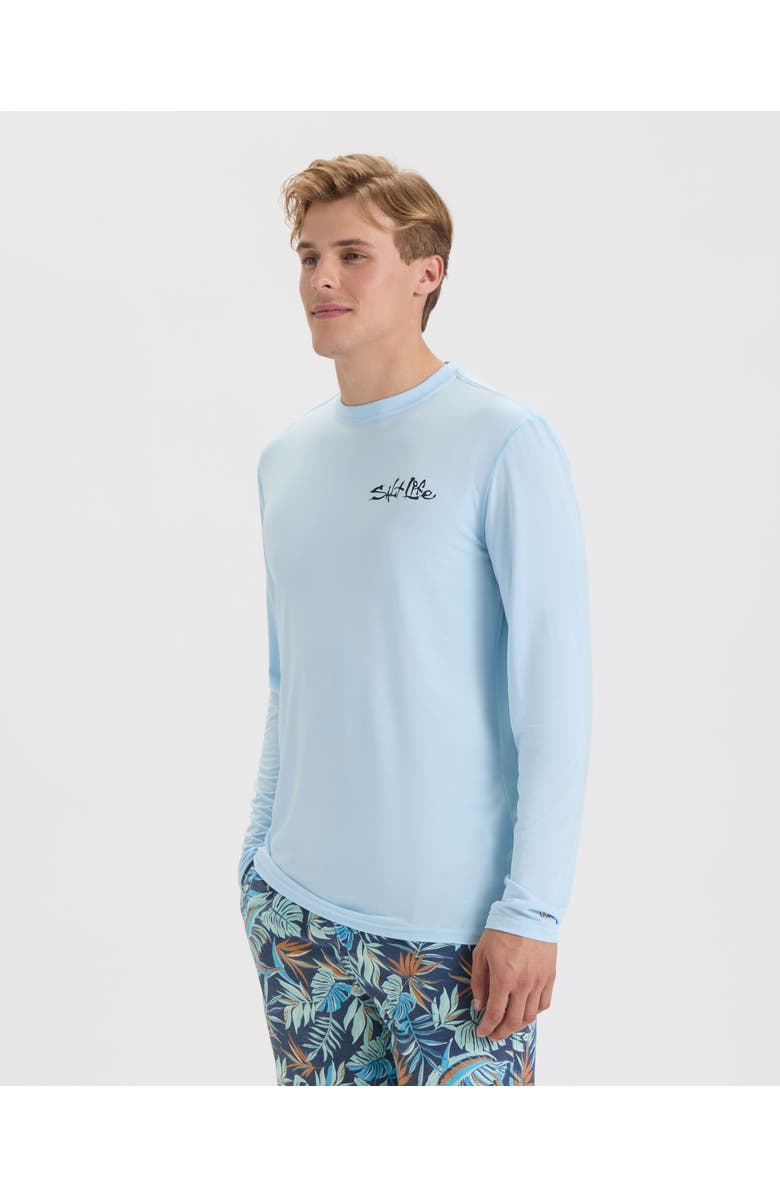 Salt Life One Cast at a Time SLX Performance Long Sleeve Shirt, Alternate, color, Glacial Blue Heather