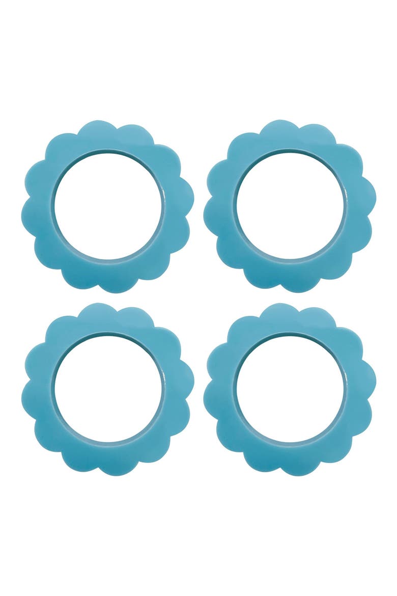 Scallop Set of 4 Napkin Rings, Main, color, TEAL
