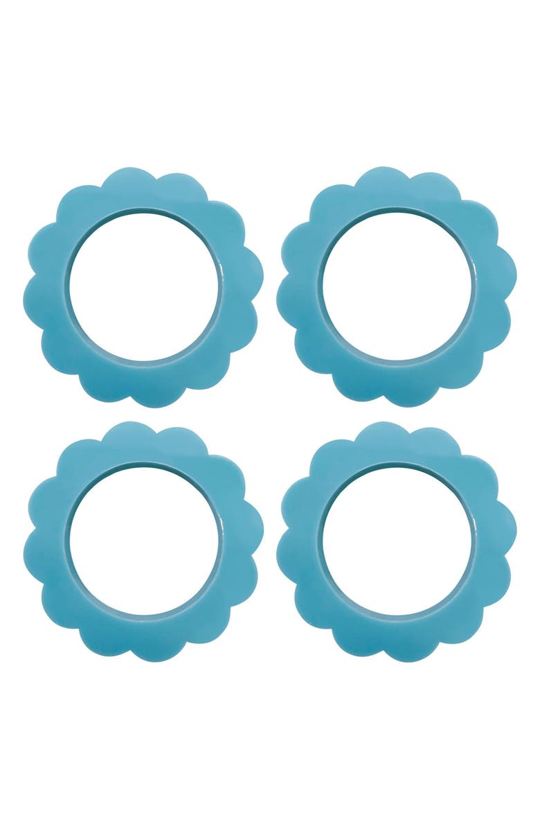 Mariposa Scallop Set of 4 Napkin Rings, Main, color, Teal