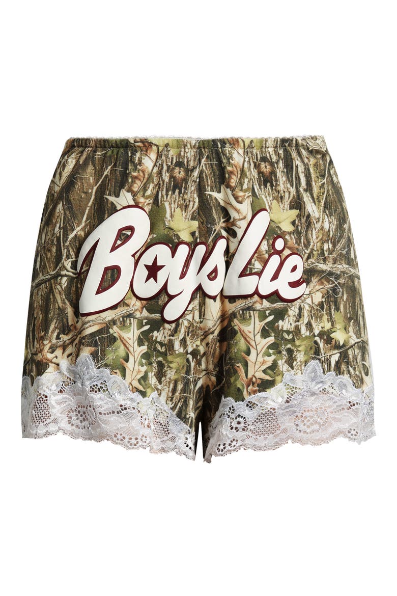 Starlight Camo Lace Trim Shorts, Alternate, color, MULTI