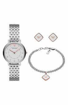 Emporio Armani Two-Hand Bracelet Watch, 32mm Bracelet & Earrings Set