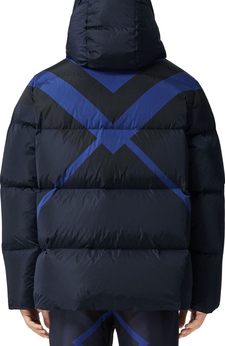 Burberry Larrick Chevron Check Quilted Down Puffer Jacket with Detachable Hood, Alternate, color, 