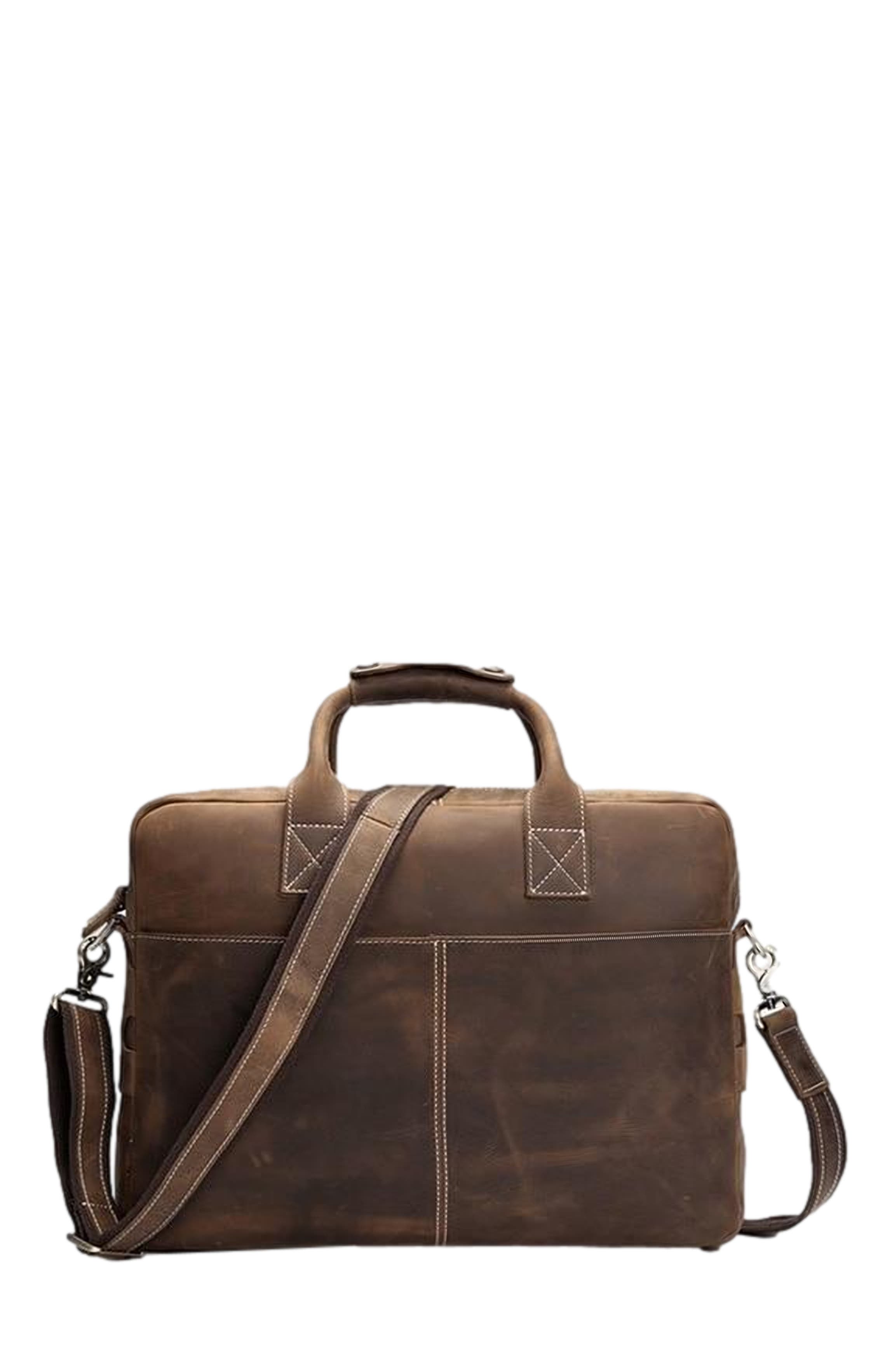 STEEL HORSE LEATHER The Welch Briefcase | Vintage Leather Messenger Bag, Alternate, color, Brown