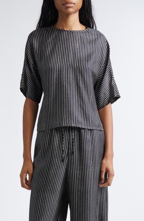 Nordica Broken Stripe Silk Twill Top