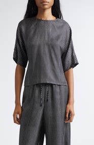 Max Mara Nordica Broken Stripe Silk Twill Top