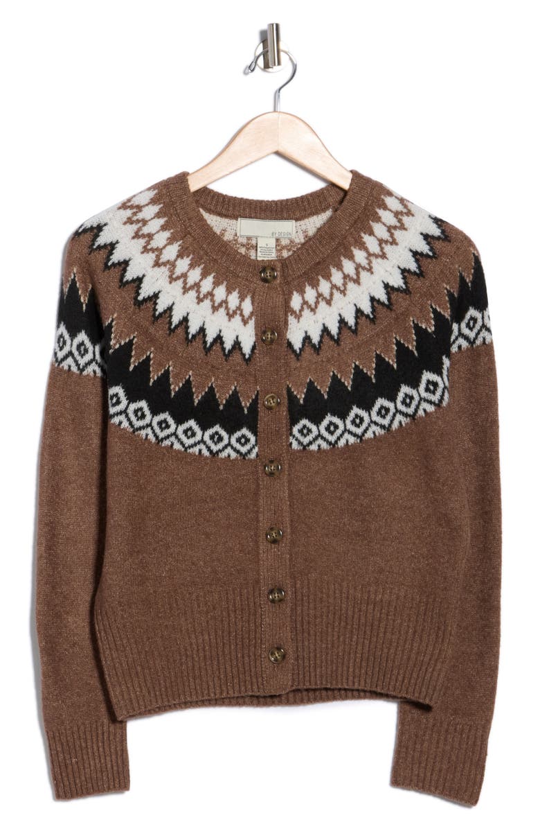 BY DESIGN Wynne Fair Isle Cardigan, Alternate, color, Toasted Coconut