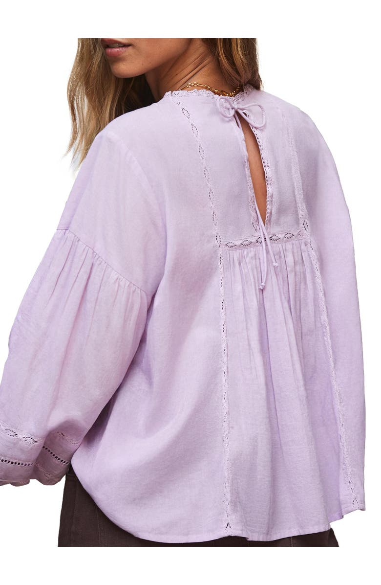 Ro&Zo Lace Insert Long Sleeve Blouse, Alternate, color, Lilac