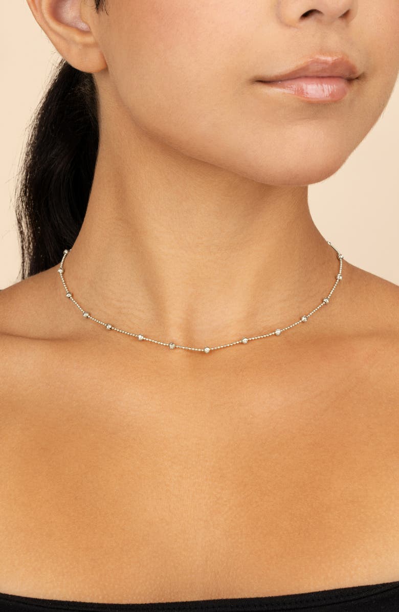 Sterling Forever Rumor Cubic Zirconia Station Necklace, Alternate, color, Silver