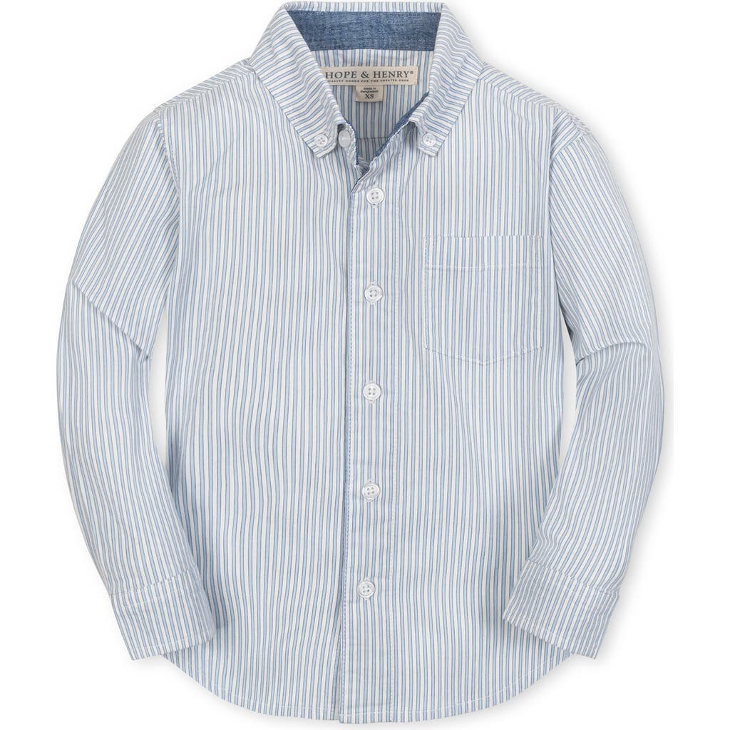 Hope & Henry Boys' Organic Stretch Poplin Shirt, Kids In Blue