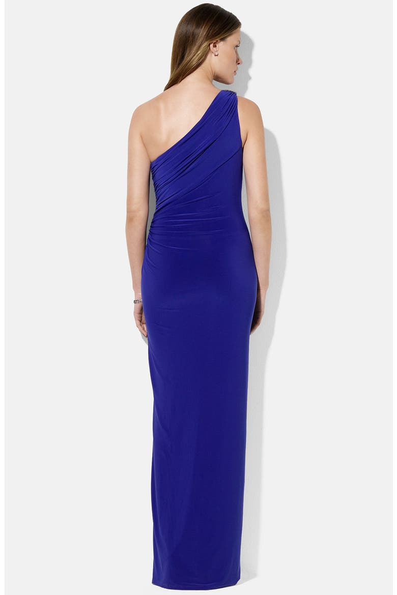 One Shoulder Matte Jersey Gown, Alternate, color, SAPPHIRE STONE