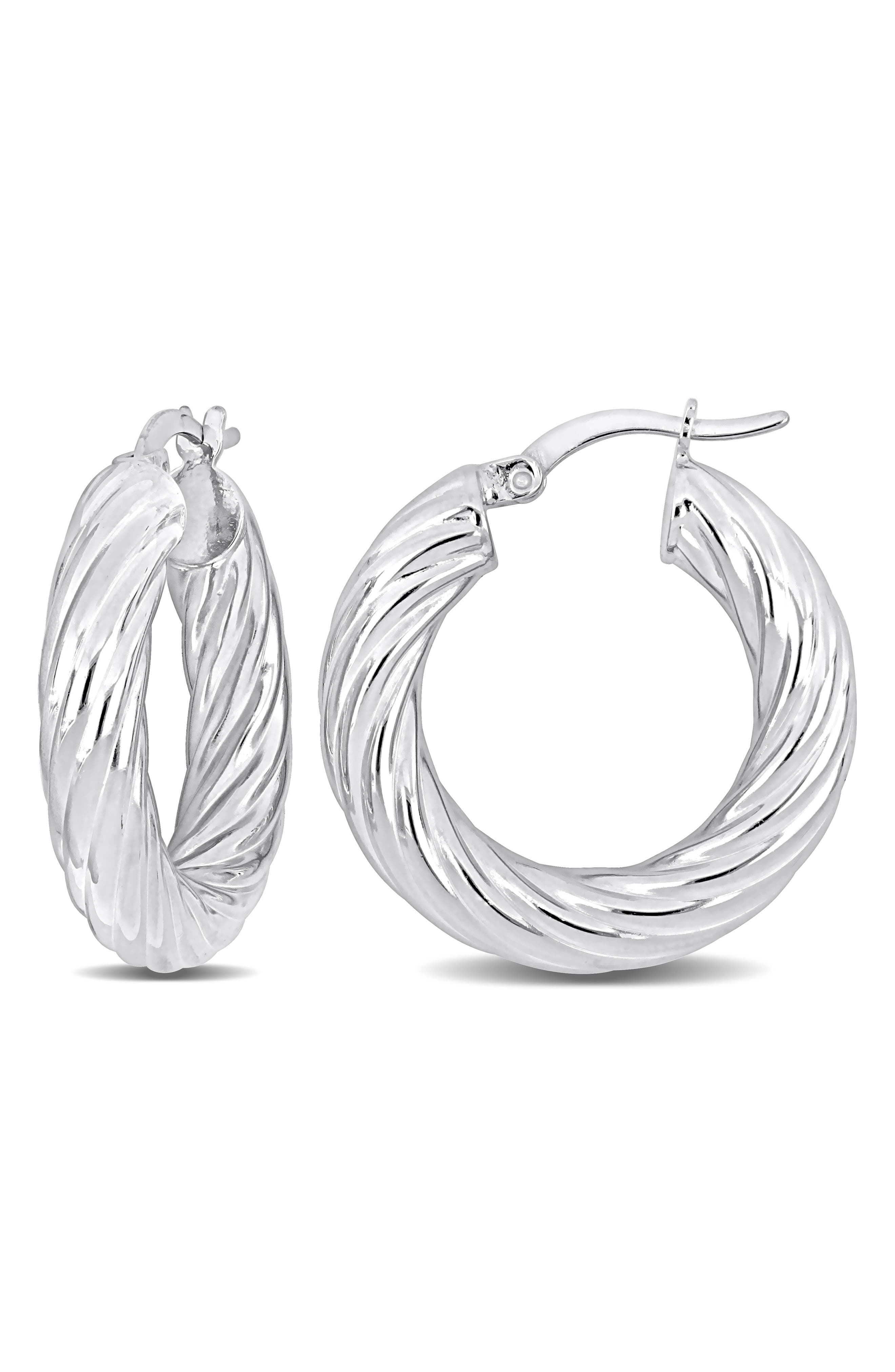 DELMAR Round Twist Hoop Earrings
