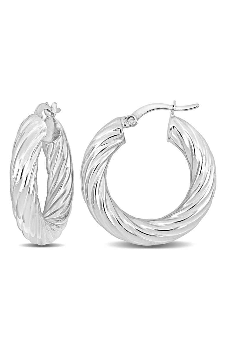 DELMAR Round Twist Hoop Earrings, Main, color, Silver