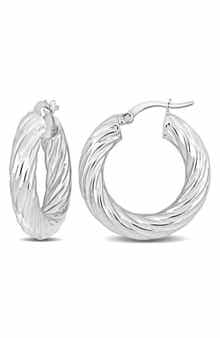 DELMAR Round Twist Hoop Earrings