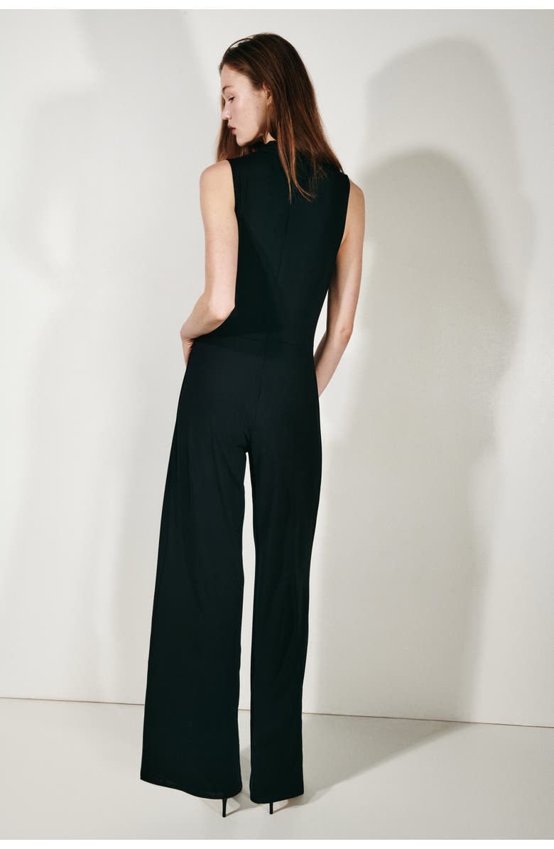 H&M Draped Jumpsuit, Alternate, color, Black