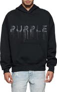 PURPLE BRAND Crystal Embellished Logo Heavyweight Fleece Hoodie
