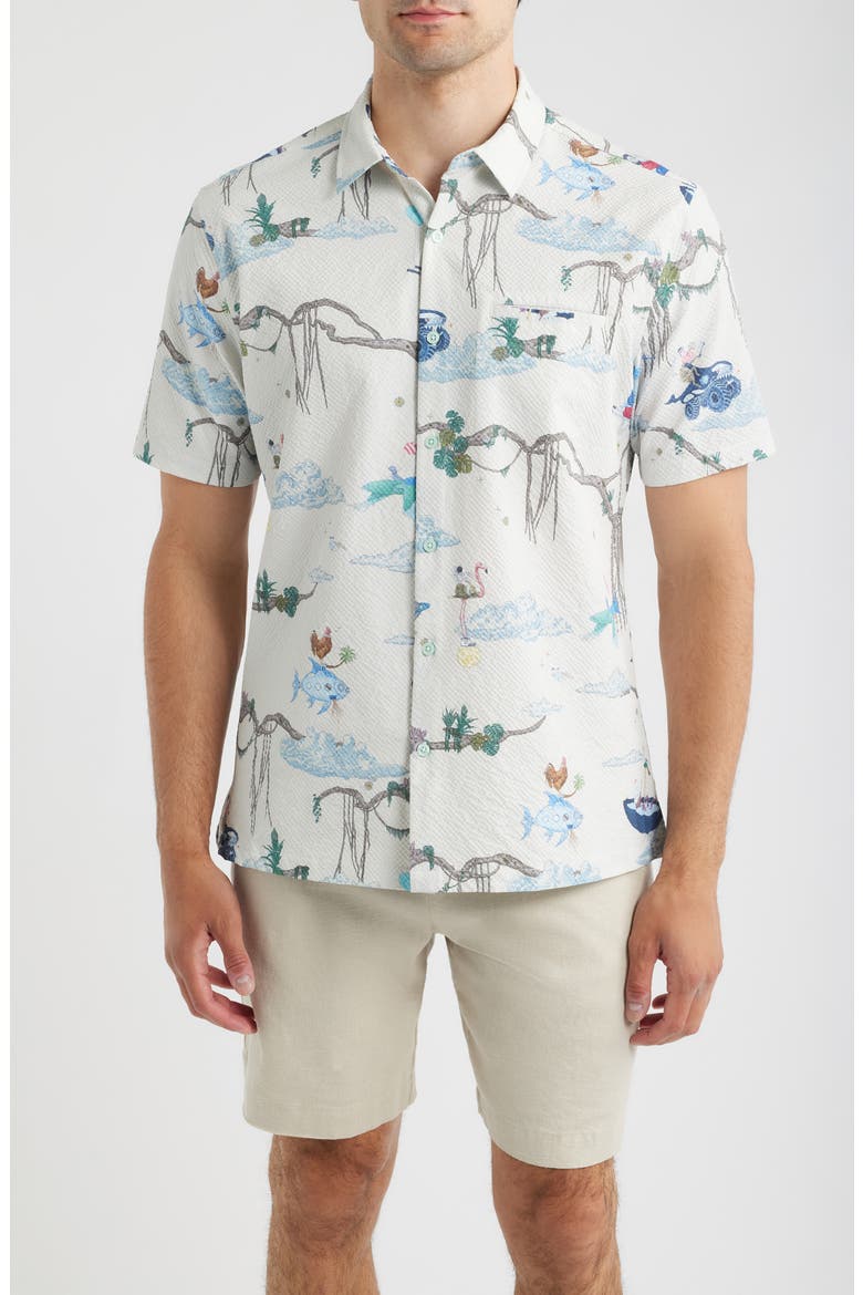 Curious Sky Performance Button Shirt, Main, color, OFF WHITE